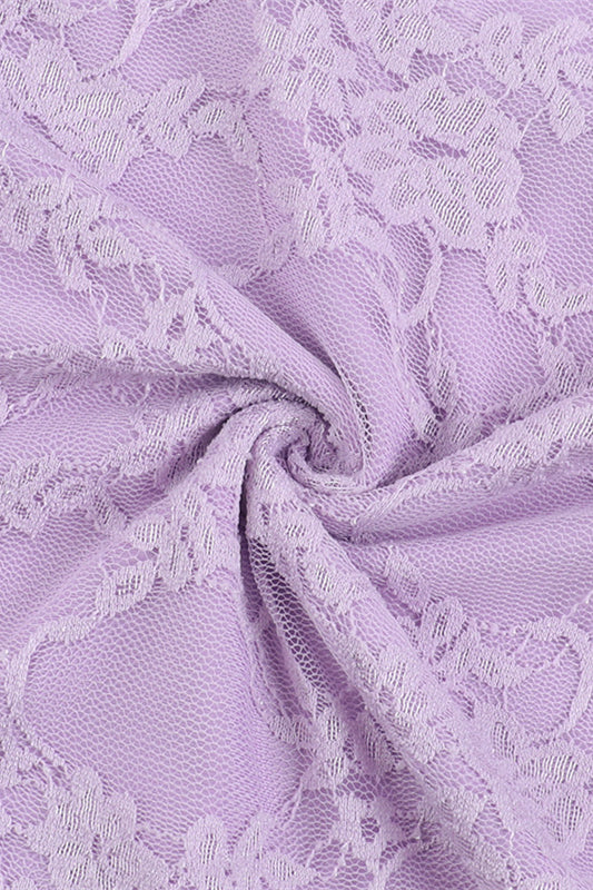 
                      
                        Ruffle Sleeve Purple Lace Short Dress with Slit
                      
                    