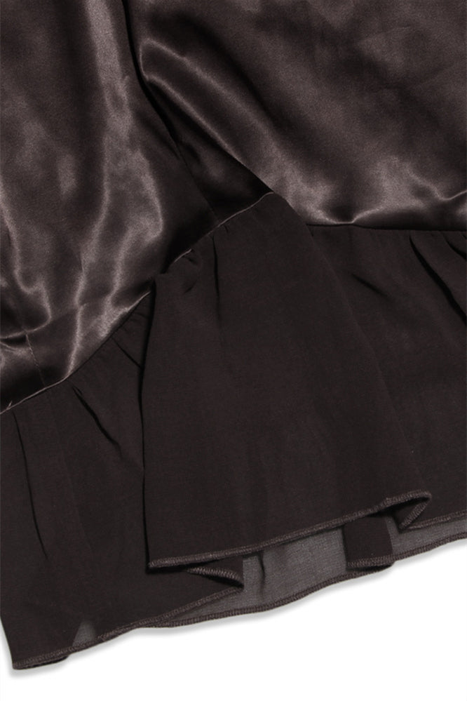 
                      
                        Ruffle Straps Brown Irregular Hem Short Dress
                      
                    