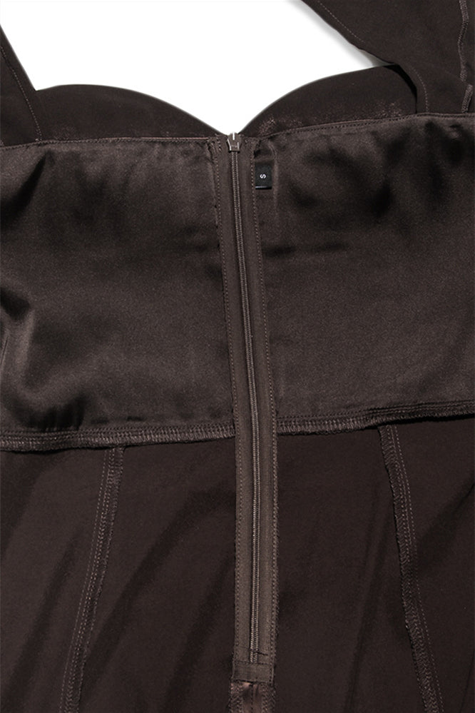 
                      
                        Ruffle Straps Brown Irregular Hem Short Dress
                      
                    