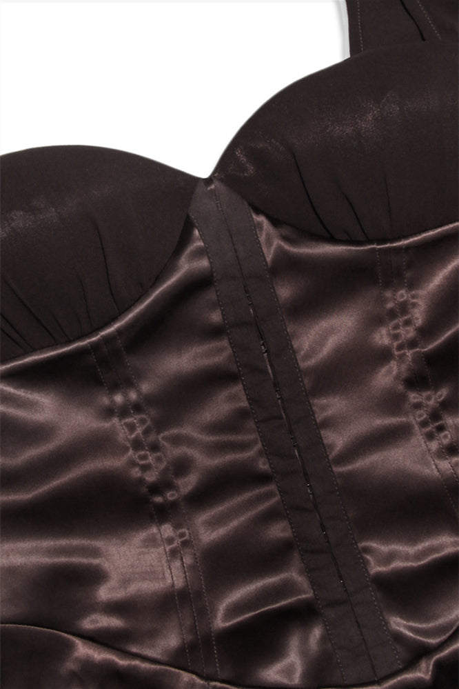 
                      
                        Ruffle Straps Brown Irregular Hem Short Dress
                      
                    