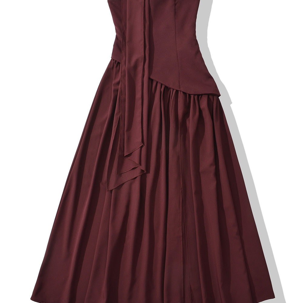 
                      
                        Strapless Pink Ruched A-line Long Dress with Slit
                      
                    