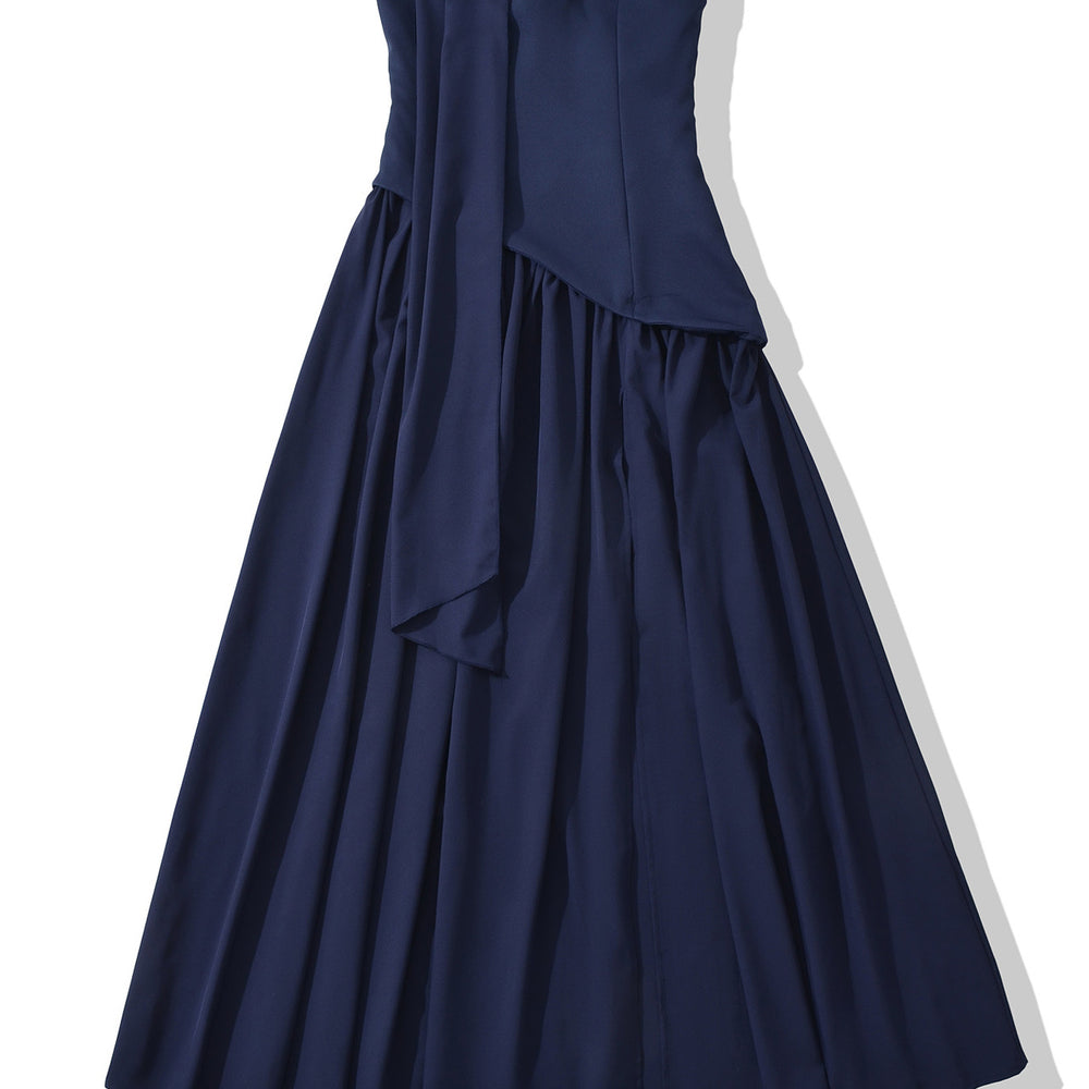 
                      
                        Strapless Pink Ruched A-line Long Dress with Slit
                      
                    