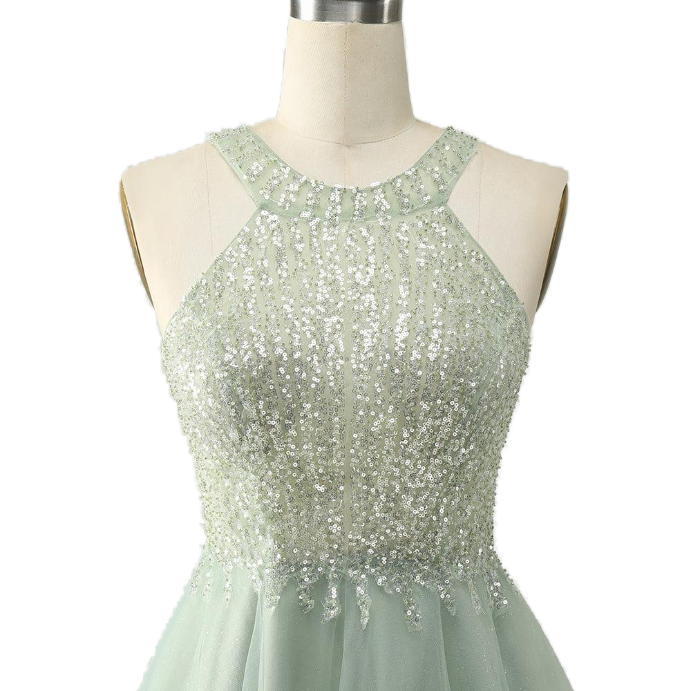 
                      
                        Sage Green Sequin A-line Short Homecoming Dress
                      
                    