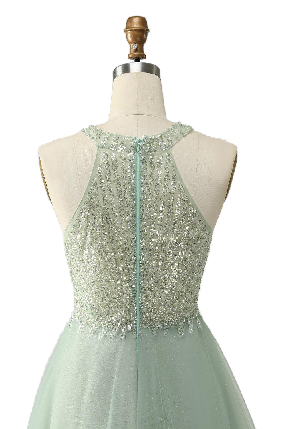 Sage Green Sequin A-line Short Homecoming Dress PollyBoutique Sage Green Sequin A-line Short Homecoming Dress PollyBoutique