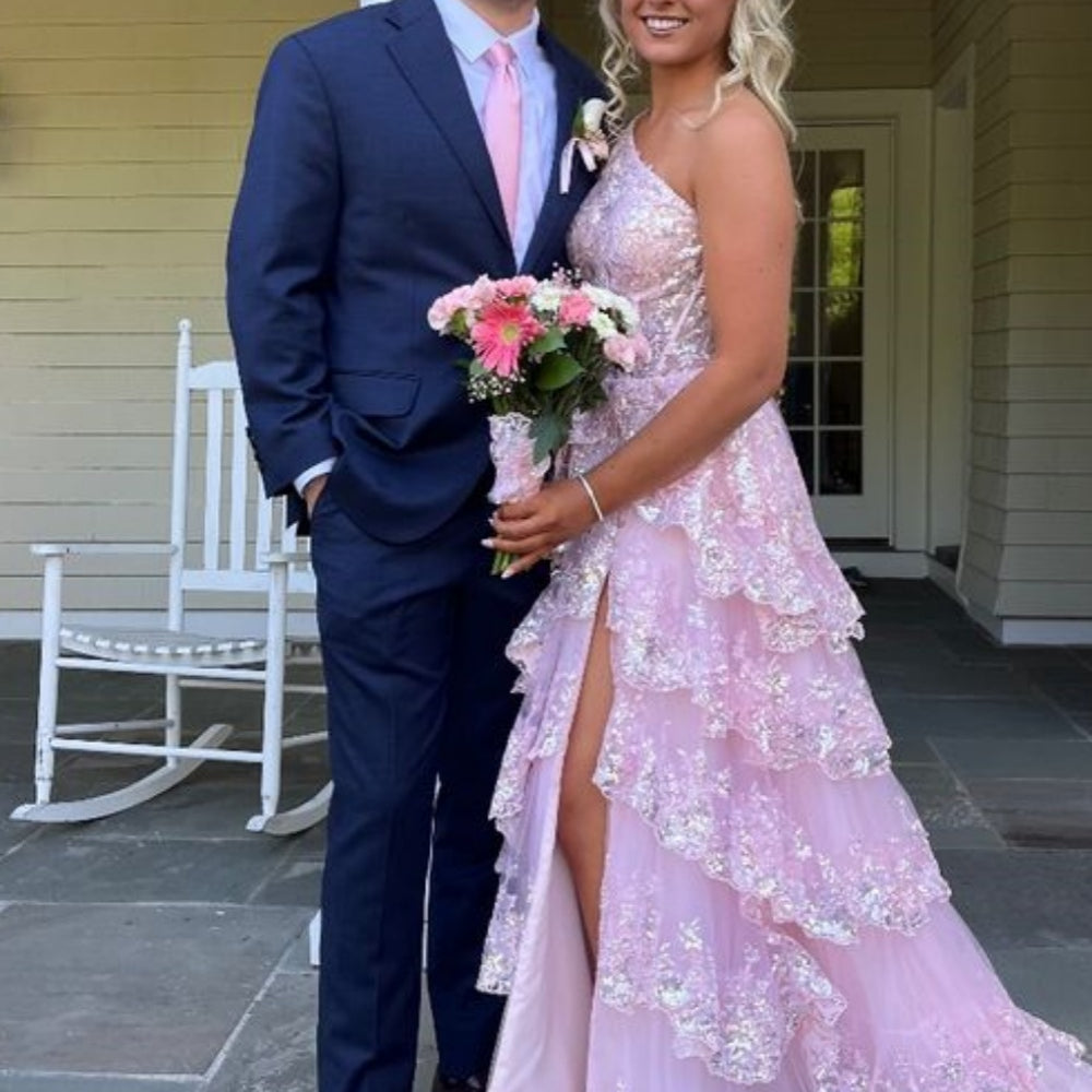 
                      
                        One Shoulder Light Blue Ruffle Long Formal Dress
                      
                    