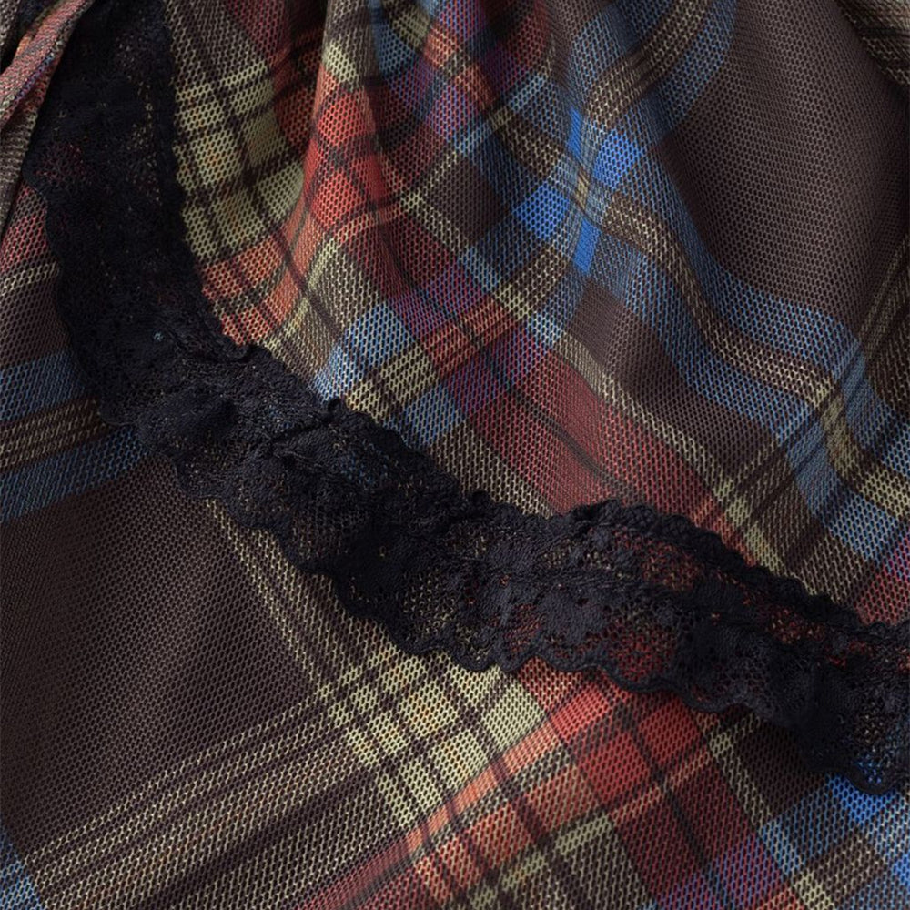 
                      
                        Spaghetti Straps Brown Plaid Sheath Long Dress
                      
                    