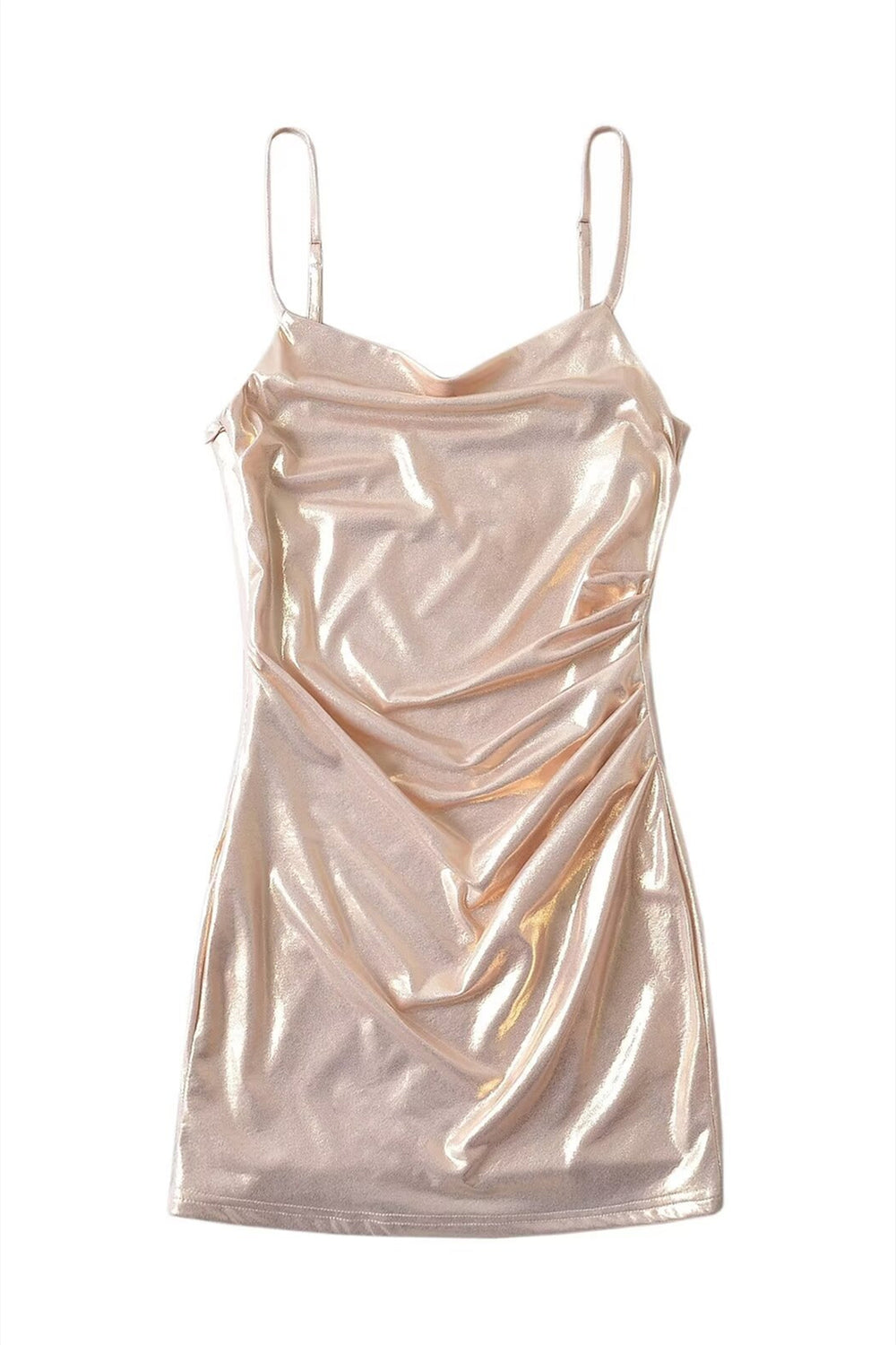 Spaghetti Straps Champagne Tight Short Dress