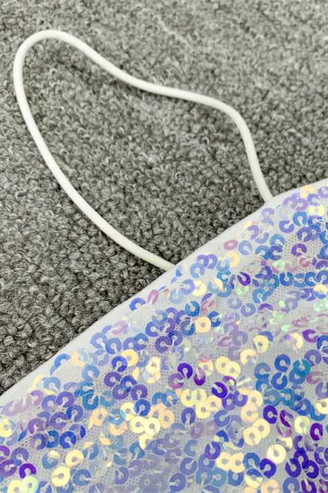 
                      
                        Spaghetti Straps Light Blue Bodycon Sequin Short Dress
                      
                    