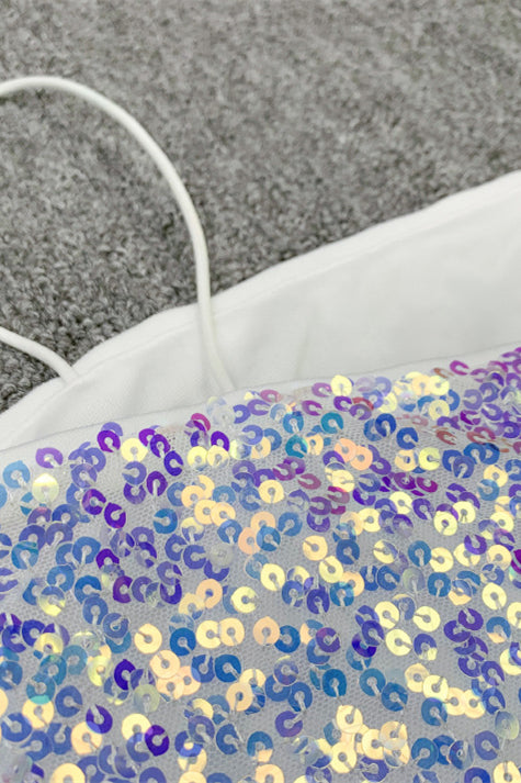 
                      
                        Spaghetti Straps Light Blue Bodycon Sequin Short Dress
                      
                    