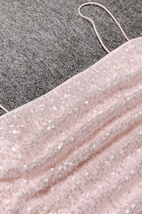 
                      
                        Spaghetti Straps Light Pink Sequin Column Long Dress
                      
                    