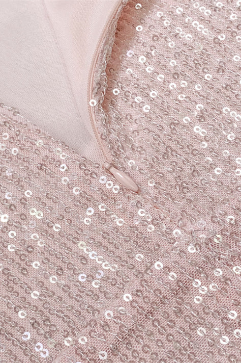 
                      
                        Spaghetti Straps Light Pink Sequin Column Long Dress
                      
                    