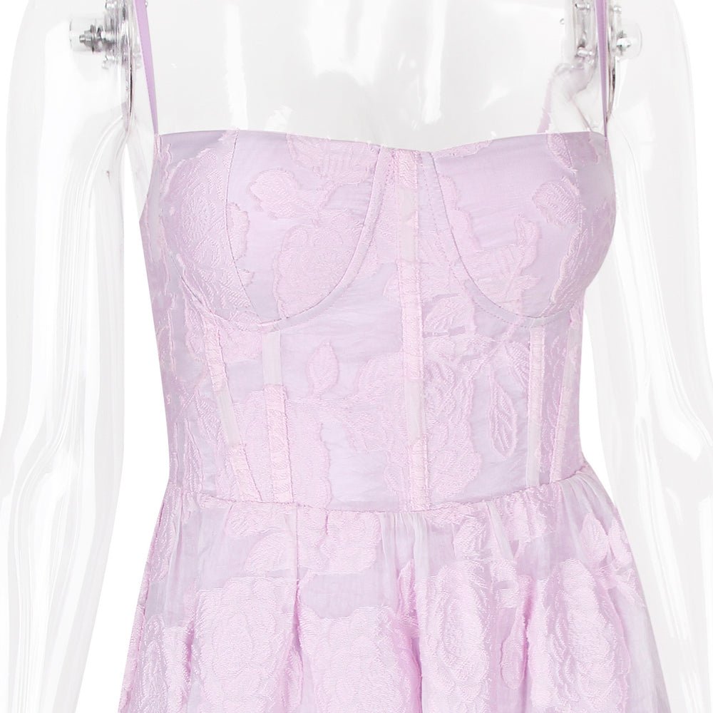 
                      
                        Spaghetti Straps Lilac A-line Midi Dress
                      
                    