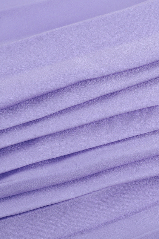 
                      
                        Spaghetti Straps Lilac Pleated Backless Long Dress
                      
                    