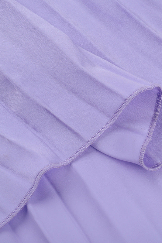 
                      
                        Spaghetti Straps Lilac Pleated Backless Long Dress
                      
                    