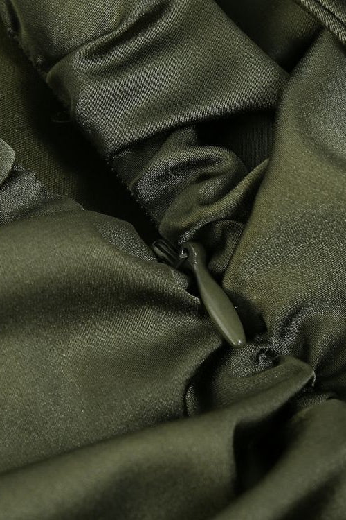 
                      
                        Spaghetti Straps Olive Green Ruched Short Dress
                      
                    