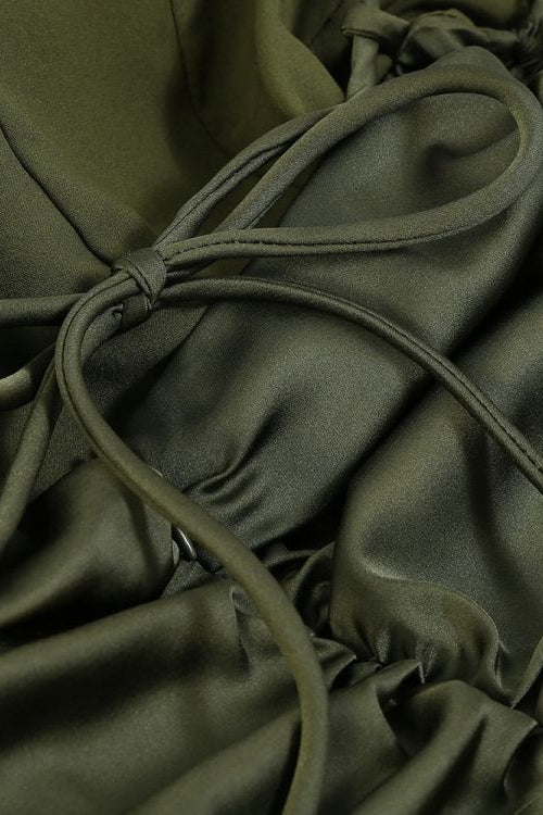
                      
                        Spaghetti Straps Olive Green Ruched Short Dress
                      
                    