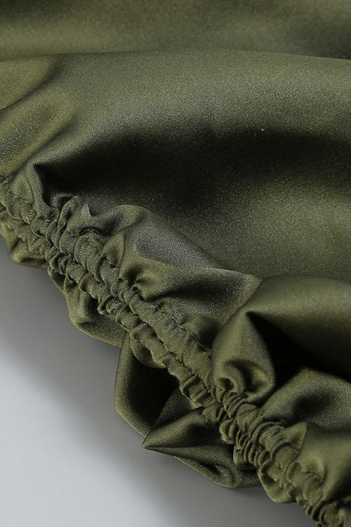 
                      
                        Spaghetti Straps Olive Green Ruched Short Dress
                      
                    