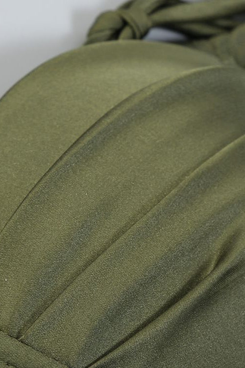 
                      
                        Spaghetti Straps Olive Green Ruched Short Dress
                      
                    