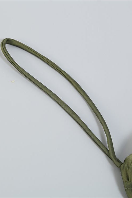 
                      
                        Spaghetti Straps Olive Green Ruched Short Dress
                      
                    