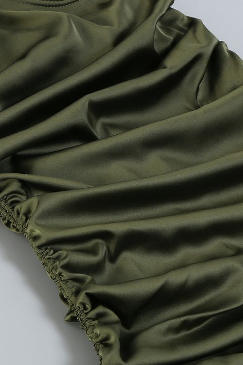 
                      
                        Spaghetti Straps Olive Green Ruched Short Dress
                      
                    