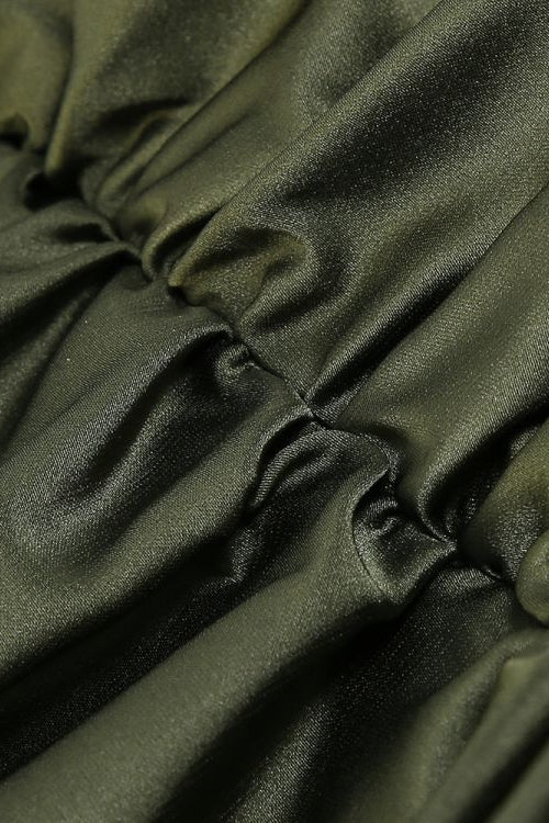 
                      
                        Spaghetti Straps Olive Green Ruched Short Dress
                      
                    