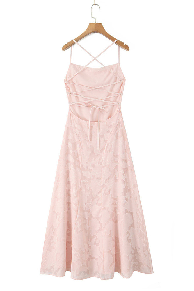 
                      
                        Spaghetti Straps Pink Floral Long Dress
                      
                    