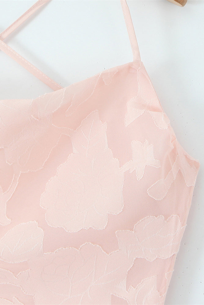 
                      
                        Spaghetti Straps Pink Floral Long Dress
                      
                    