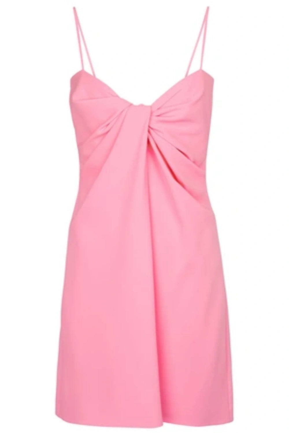 Spaghetti Straps Pink Ruched A-line Mini Dress