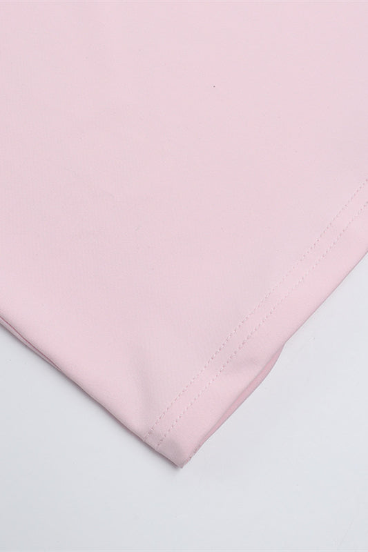 
                      
                        Spaghetti Straps Pink Ruffled Hem Long Dress with Slit
                      
                    