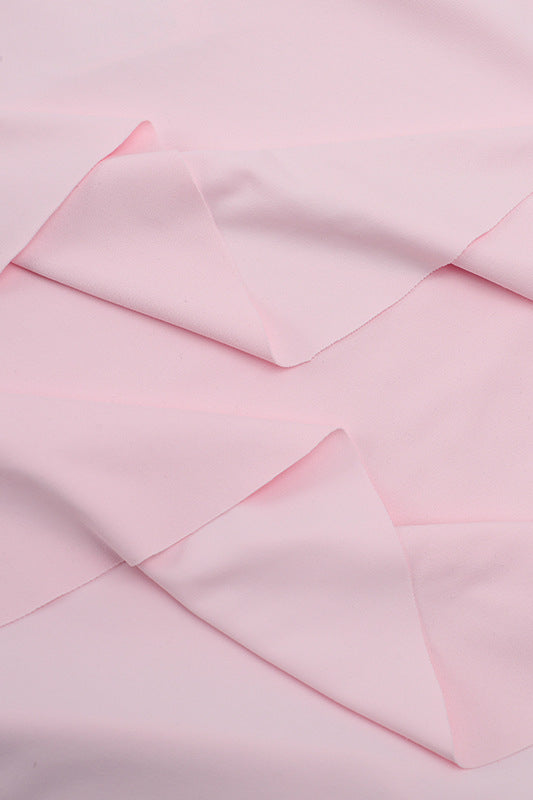 
                      
                        Spaghetti Straps Pink Ruffled Hem Long Dress with Slit
                      
                    
