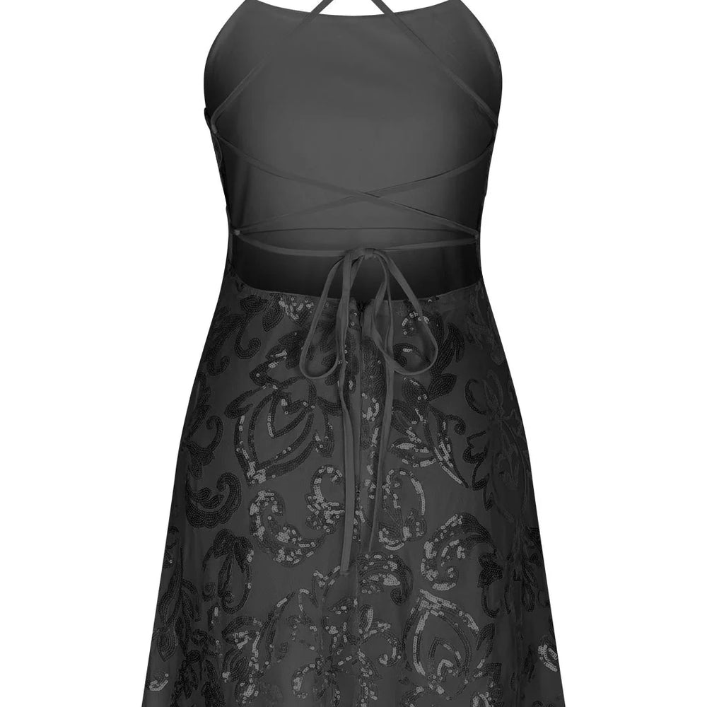 
                      
                        Spaghetti Straps Pink Sequin A-line Short Dress
                      
                    