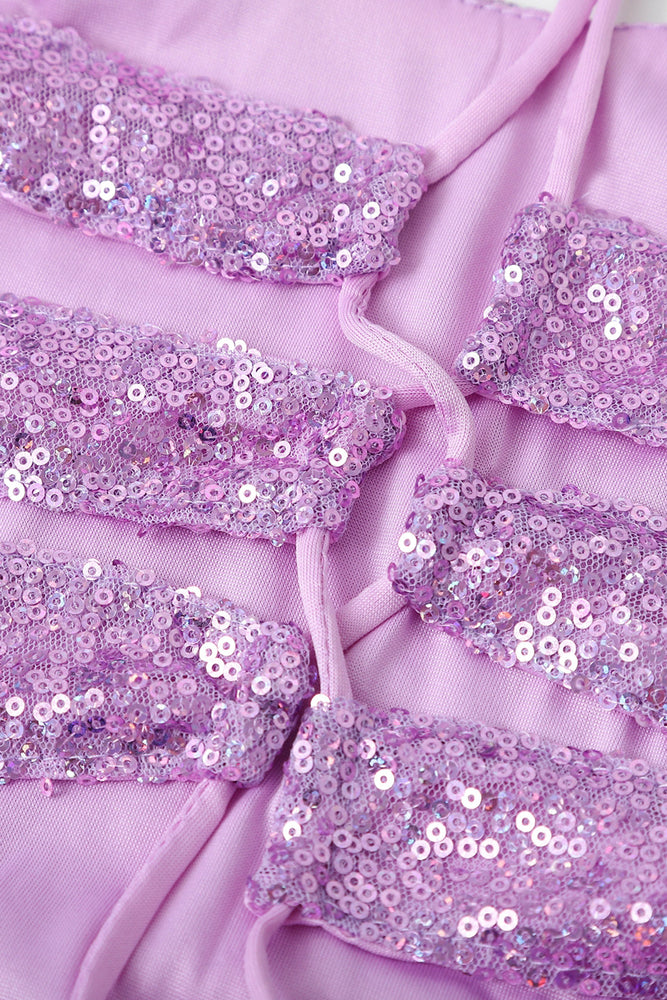 
                      
                        Spaghetti Straps Purple Sequin Short Dress
                      
                    