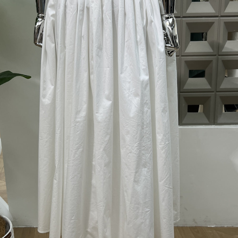 
                      
                        Spaghetti Straps White Ruched A-line Long Dress
                      
                    