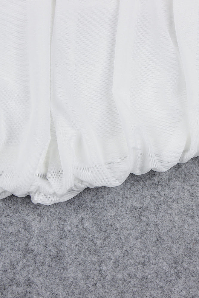 
                      
                        Spaghetti Straps White Ruched Bodycon Short Dress
                      
                    