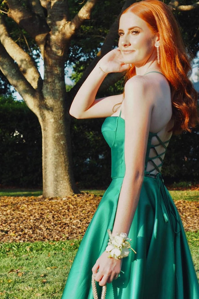 
                      
                        Spaghetti Straps Yellow A-line Long Dress with Slit
                      
                    