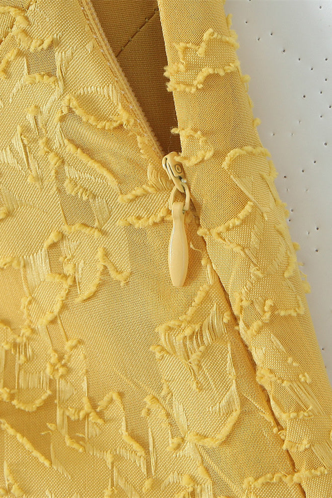 
                      
                        Spaghetti Straps Yellow Lace Mermaid Maxi Dress
                      
                    