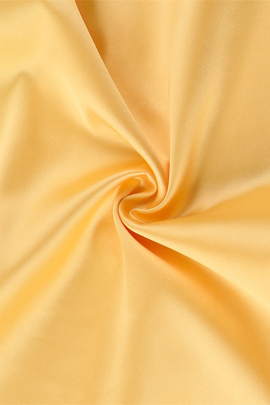 
                      
                        Spaghetti Straps Yellow Ruched Long Dress with Slit
                      
                    