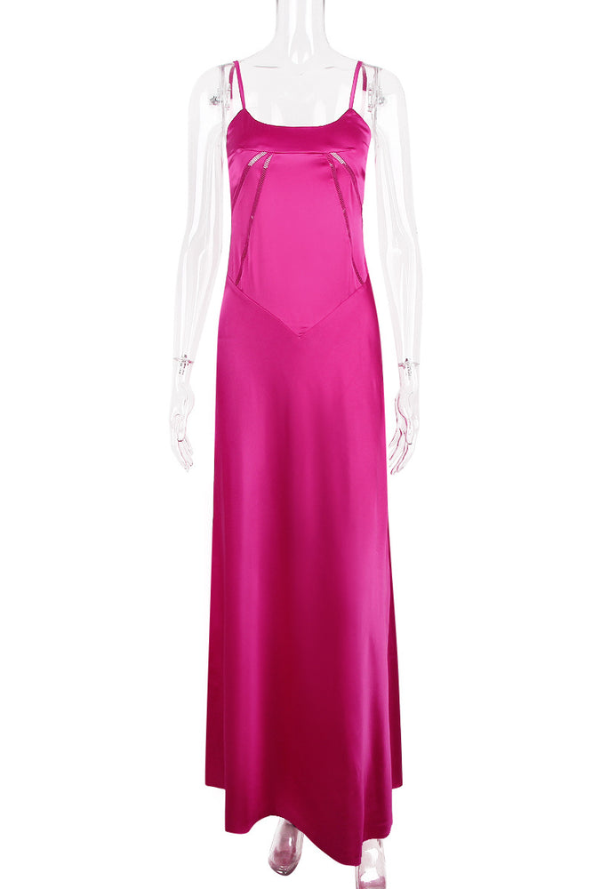
                      
                        Spaghetti Straps Lilac Satin A-line Long Dress
                      
                    