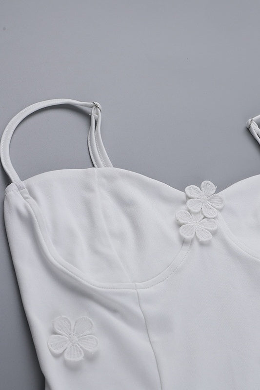 
                      
                        Spaghetti Straps White 3D Floral A-line Short Dress
                      
                    