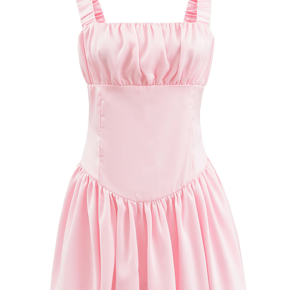 
                      
                        Square Neck Apricot Ruched A-line Bud Dress
                      
                    