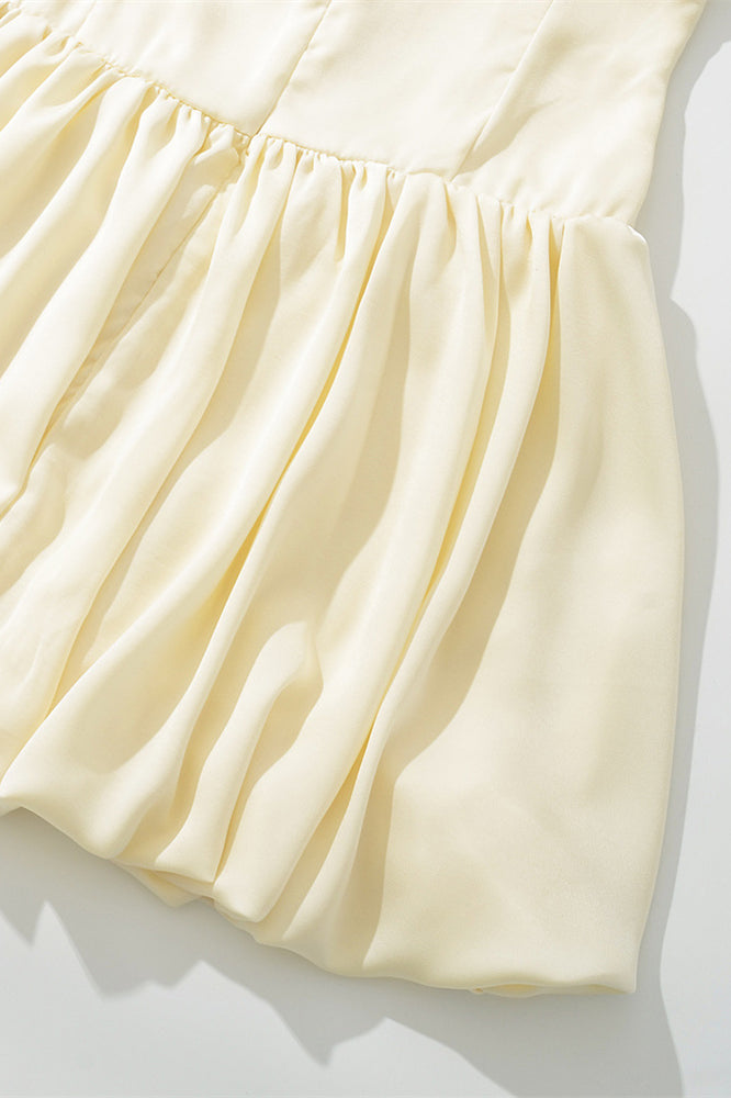 
                      
                        Square Neck Apricot Ruched A-line Bud Dress
                      
                    