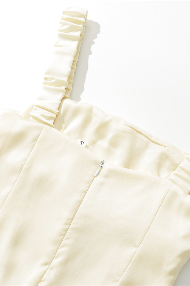 
                      
                        Square Neck Apricot Ruched A-line Bud Dress
                      
                    