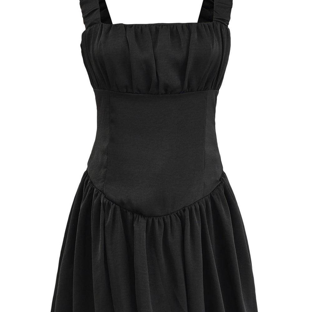 
                      
                        Square Neck Apricot Ruched A-line Bud Dress
                      
                    