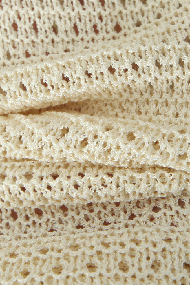 
                      
                        U-Neck Apricot Ruffled Hem Knit Short Dress
                      
                    