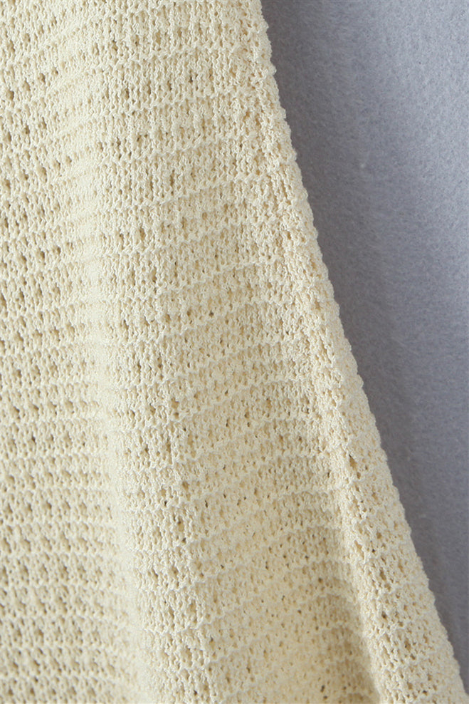 
                      
                        U-Neck Apricot Ruffled Hem Knit Short Dress
                      
                    