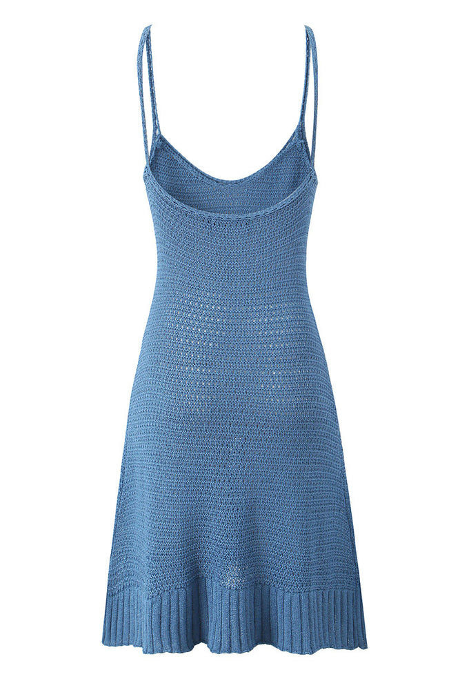 
                      
                        U-Neck Apricot Ruffled Hem Knit Short Dress
                      
                    