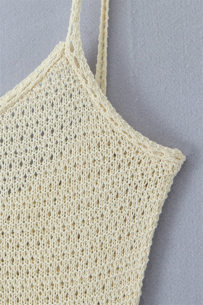 
                      
                        U-Neck Apricot Ruffled Hem Knit Short Dress
                      
                    