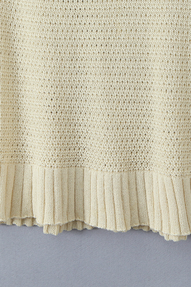 
                      
                        U-Neck Apricot Ruffled Hem Knit Short Dress
                      
                    