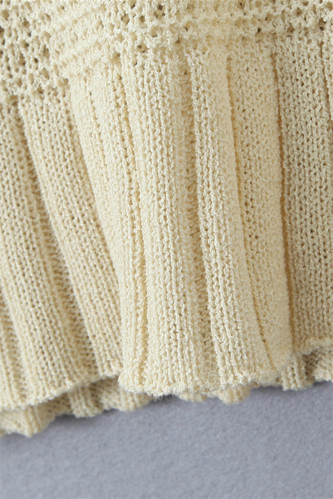 
                      
                        U-Neck Apricot Ruffled Hem Knit Short Dress
                      
                    