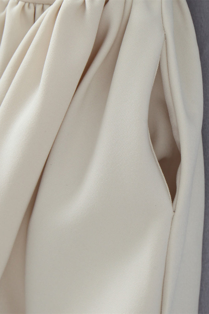 
                      
                        Square Neck Beige High Waist A-line Short Dress
                      
                    